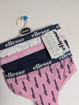 ELLESSE Thong Briefs 3 Pack - Navy/Pink/White  Size XS - Cotton+Elastane  