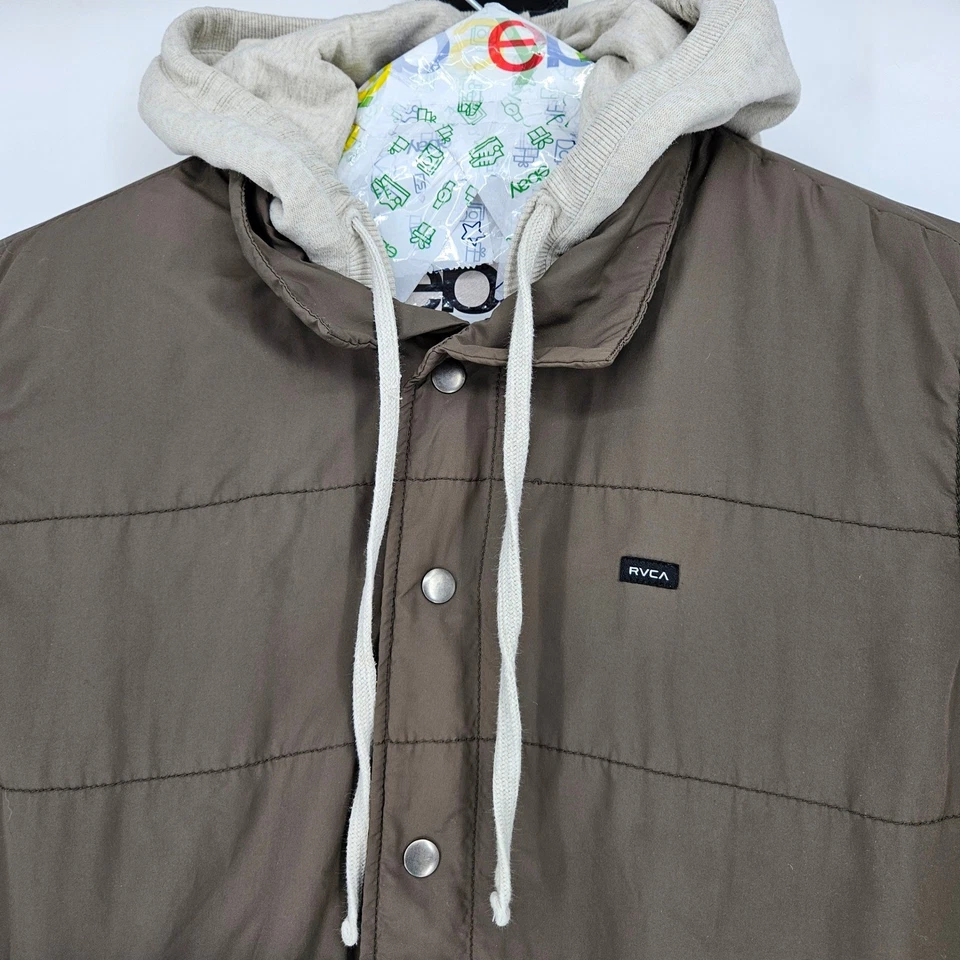 RVCA Sudadera con Capucha Para Hombres Extra Grande Parka Chaqueta Marrón Puffer Claro Exterior Foto 2 de 4