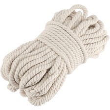 Twisted Cotton Rope 1/2 Inch x 164 Feet 3-Strand Milky White Strong Cord