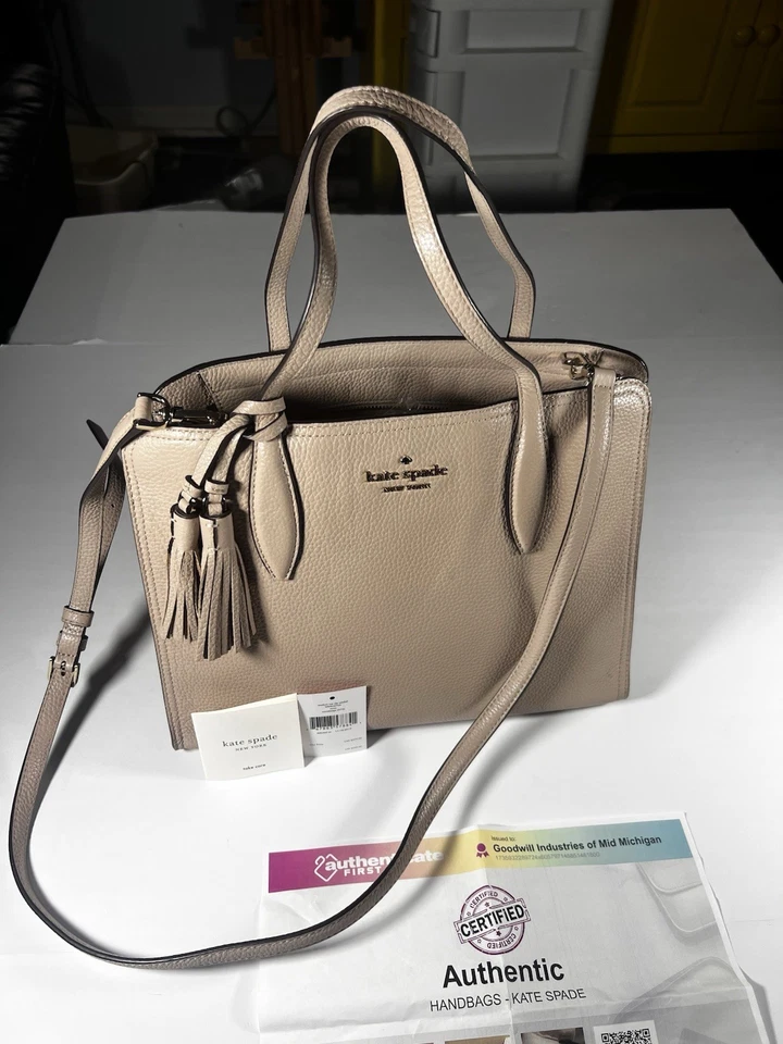 Bolsa satchel Kate Spade Rowe média com zíper superior bege quente WKRU6703 - Imagem 2 de 4