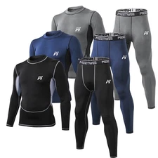 Mens Winter Ultra-Soft Fleece Lined Thermal Top & Bottom Long John Underwear Set