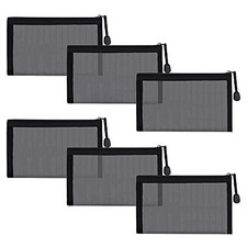 Small Mesh Cosmetic Bags, 6pcs Nylon Makeup Pouches with Zipper for Home Black
