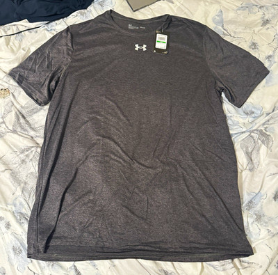 Under Armour Men's Lightweight Loose Fit Solid Logo T-Shirt Gray Crew Neck LG
