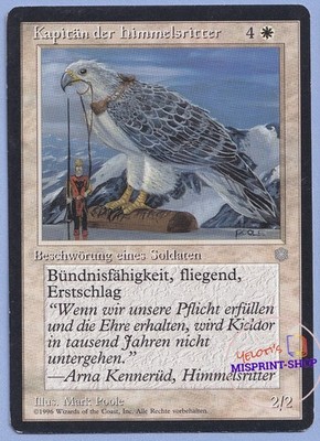 Kjeldoran Skycaptain German Mtg MISPRINT. Casting cost shifted to the left.