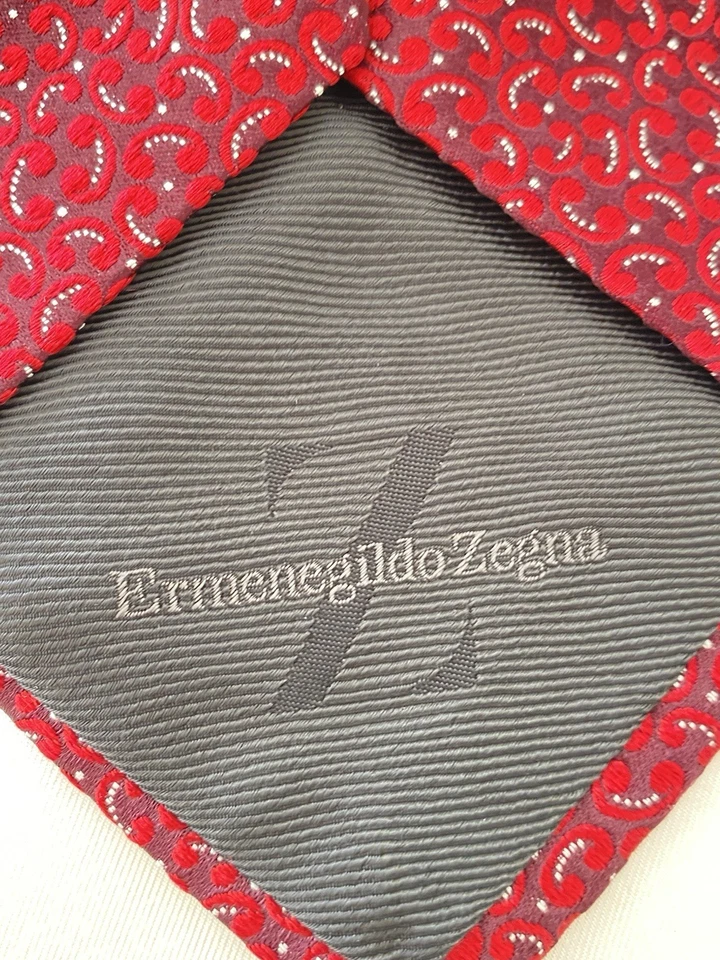 ERMENEGILDO ZEGNA Corbata Hombre Roja 100% Seda M/ EN ITALIA EX CON Foto 3 de 4