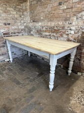 Vintage Farmhouse Pine Dining Table Six - Eight Seater Legs Come Off 