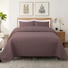 100 Cotton Quilt Sets King Size - Soft Lightweight King 98"x106" Mocha Brown