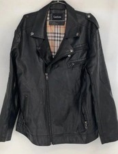 Men's Vintage Asymmetric Zip Faux Leather Biker Jacket Sz. Xtra -Large