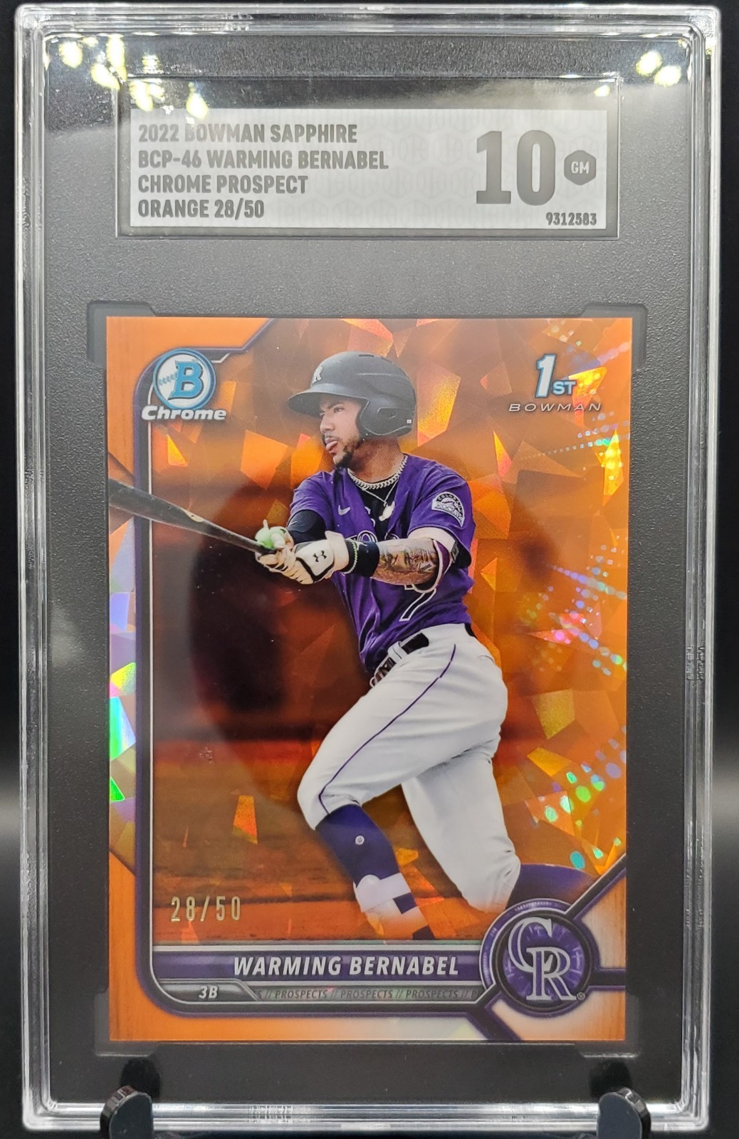 2022 Bowman Sapphire SGC 10 1st WARMING BERNABEL ORANGE Refractor /50