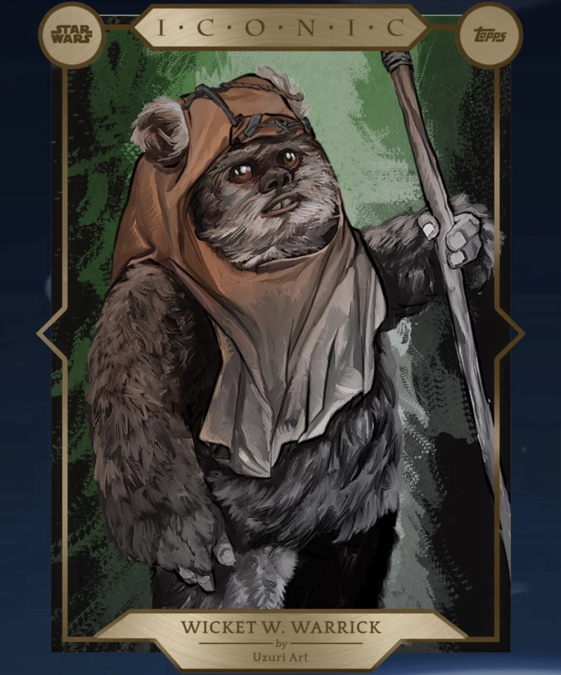 topps star wars card Trader WICKET WARRICK ICONIC + FORCE LIGHTNING 7 CARD SET - Image 2 of 4