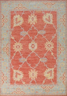 Vegetable Dye Oushak Turkish Rug 5x7 Ft Handmade Floral Oriental