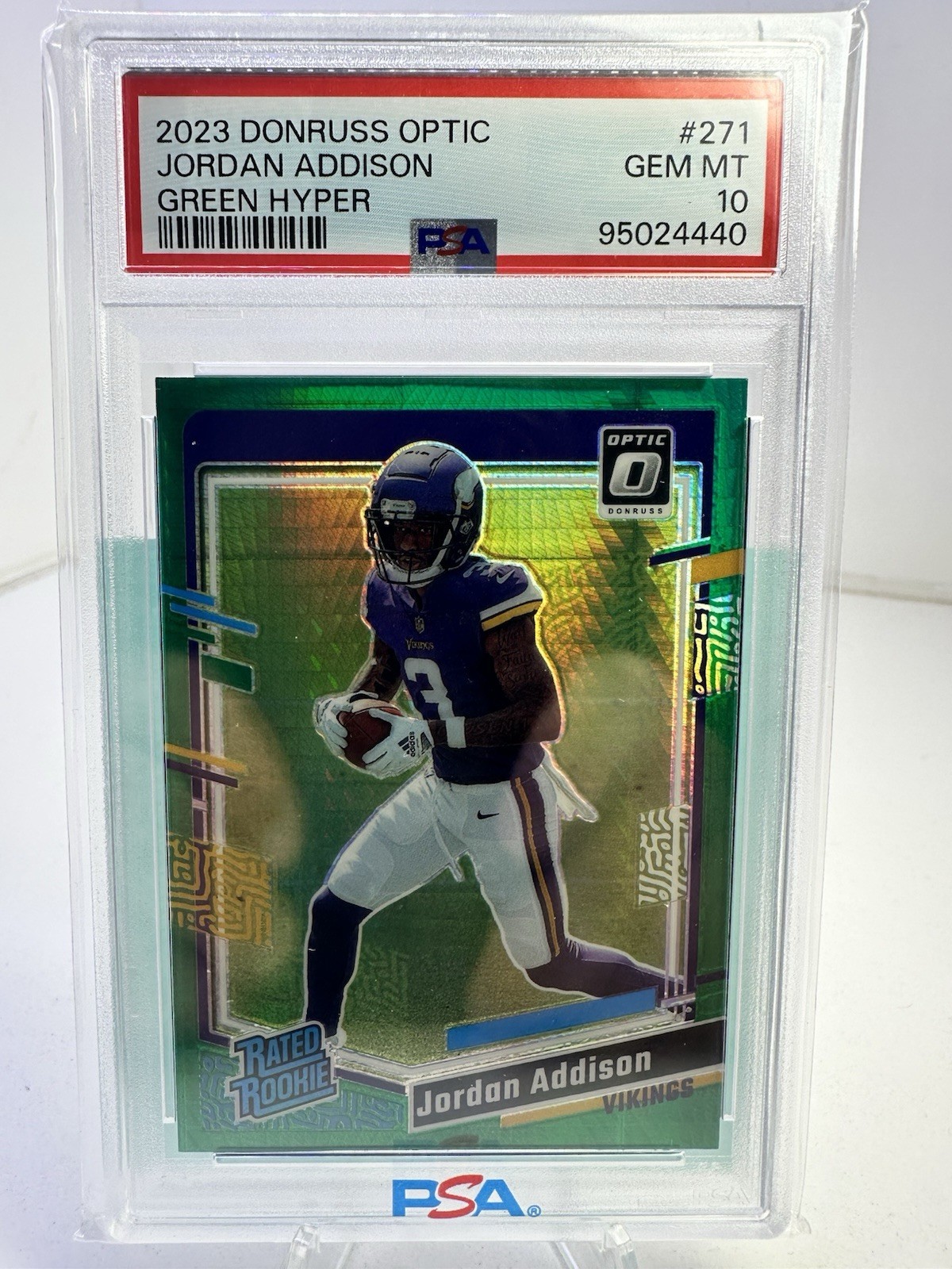2023 Donruss Optic Jordan Addison Green Hyper #271 PSA 10 Gem Mint