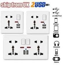 Single/Double Wall Plug Socket 1/2 Gang Charger USB Ports Outlets Flat Plate