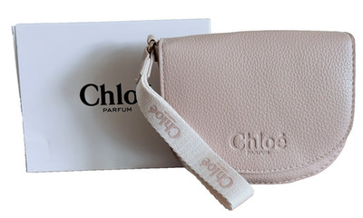 New CHLOE Parfum Cream Beige Clutch Pouch Pochette Cosmetic Makeup Bag - In Box