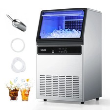 Commercial Ice Maker 130 lbs/24h Ice Machine 33 lbs Storage Bar Restaurant