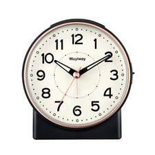Wuyiway 4" Battery Operated Retro Analog Alarm Clock,Vintage Small, Black