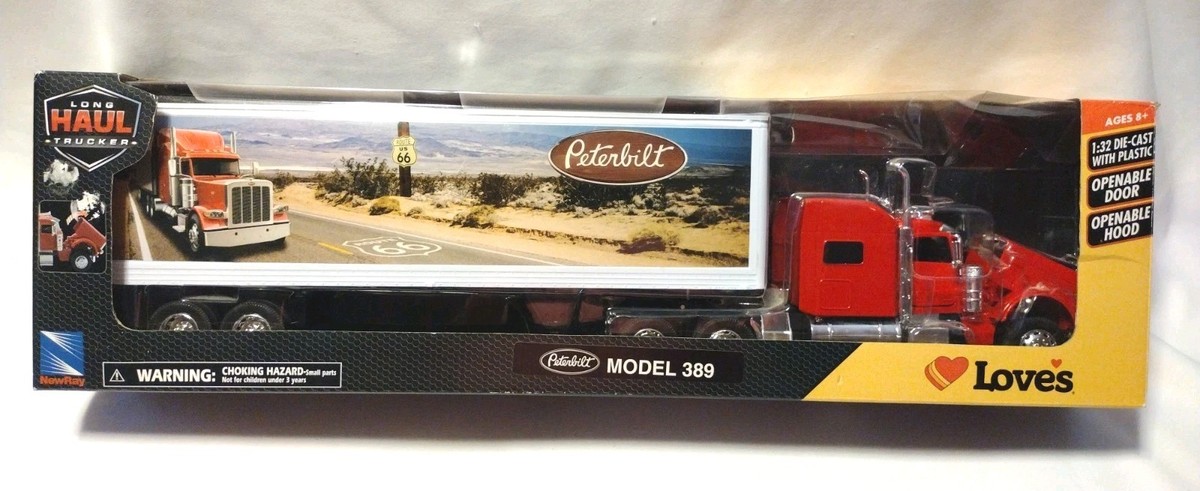New Ray Loves Peterbilt Model 389 Long Hauler Trucker Red 18