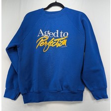Vintage Peacock Papers Aged to Perfection Blue Sweatshirt USA Made Large