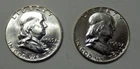 $7 UNDER SPOT  Two (2)  1963 D Franklin 90% Silver Halves Dollar 50¢ ~ UNC Coins