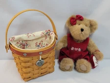 Longaberger 2001 Love Letters Sweetheart Basket Combo  with Boyds Bear