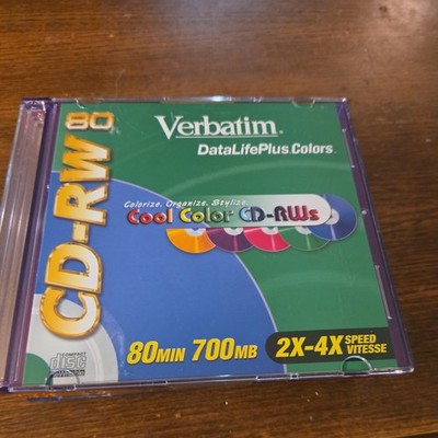 Verbatim CD-RW 700MB 2X-4X DataLifePlus Colors Slim Jewel Case, Set of 10