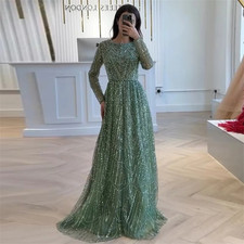 Customized Beads Evening Dresses Formal Occasions Sequins Round Neck Party Gowns