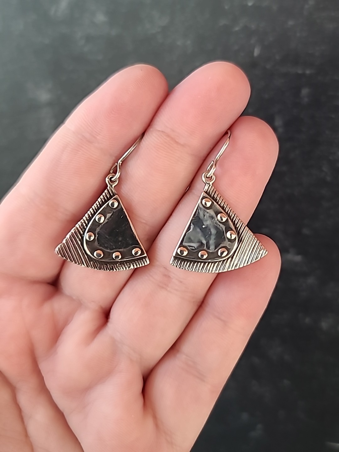 925 Sterling Silver Abstract Triangular Shaped Da… - image 2