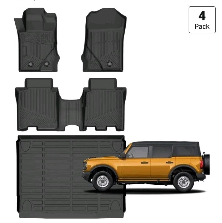 Ford Bronco Floor Mats & Cargo Liner 4 Door 2021-2026(Not Sport Models) TPE 