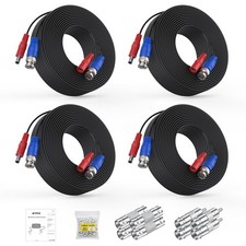 4 Pack 30M/100ft All-in-One Video Power Cables, BNC Extension Surveillance Ca...