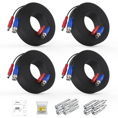 4 Pack 30M/100ft All-in-One Video Power Cables, BNC Extension Surveillance Ca...