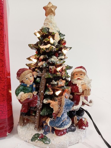Festive Light-Up Christmas Tree Ornament with Santa and Elves Pre-Loved Boxed - Picture 7 of 8