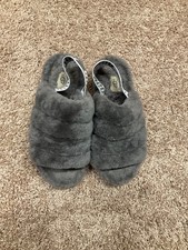 Ugg Women  s Fluff Yeah Slide - Charcoal Grey Size 7 - Excellent Condition