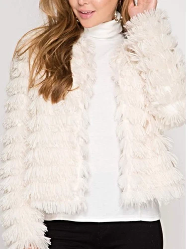 OFF WHITE Giacca pelliccia sintetica Lei + Sky The Danielle colore avorio nuova con etichetta