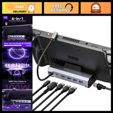 6-in-1 Docking Station for Steam Deck OLED/ROG Ally X, 4K 120Hz, HDMI 2.1, USB 3