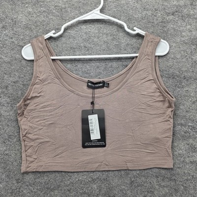 PrettyLittleThing Crop Top Womens 14 Large Recycled Basic Scoop Neck Tank Top
