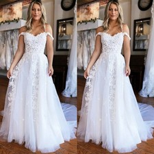 Wedding Dresses Off Shoulder Lace Appliques Cathedral Length Train Bridal Gowns