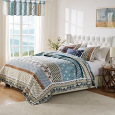 Greenland Home Thalia Quilted Bedding Set, 3-Piece Twin/XL, Blue, One Set