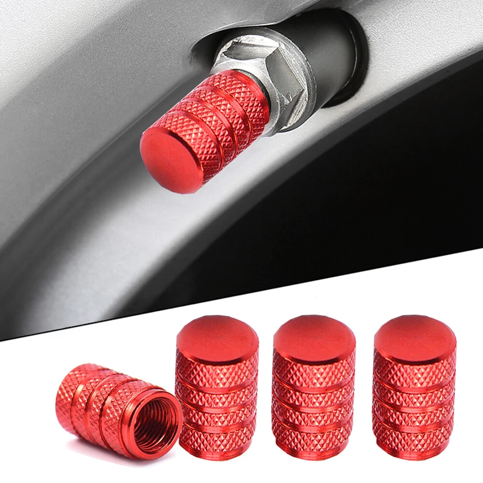  Car Tyre Tire Wheel Rims Stem Air Valve Screws Cap Dust Covers Accessory Red Foto 2 de 4