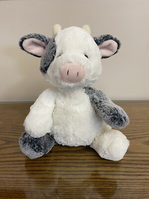 Aurora Baby Plush 10” Stuffed Cow Gray White Cow Soft Toy NWOT