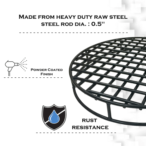 29.5” Round Heavy Duty Steel Grate for Outdoor Firepit Above Ground