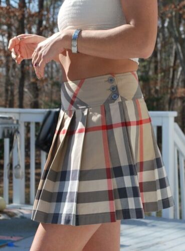 Burberry London Nova Check Knee-Length Skirt Cotton Black 36 Burberry London Nova Check Knee-Length Skirt Cotton Black 36