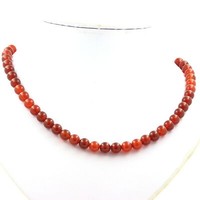 Steine Und MinéRaux. Halskette Perlen Achat Rot 8 MM Kette Aus Edelstahl