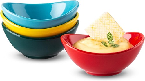 4 Inch Porcelain Small 8 oz Bowls for Sauce |Dipping | Snack | Condiment |