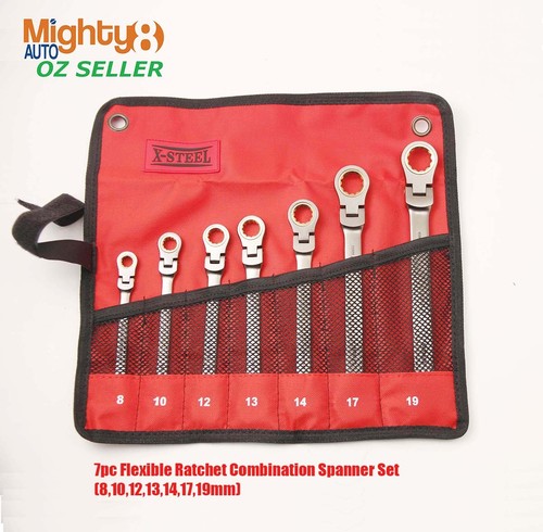 X-Steel Flexible Ratchet Combination Spanner Ring Open End Wrench Cr-V 8-22mm - Picture 12 of 14