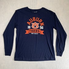 Auburn University Tigers T Shirt Mens Large Blue Long Sleeve War Eagle Cotton