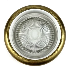 Heavy Vintage Glass Cigar Ashtray Brass Beaded Rim Park Sherman Co USA MCM