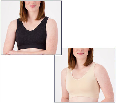 Anybody Intimates Set of 2 All-Day Seamless Bras, Black/Sand, XL