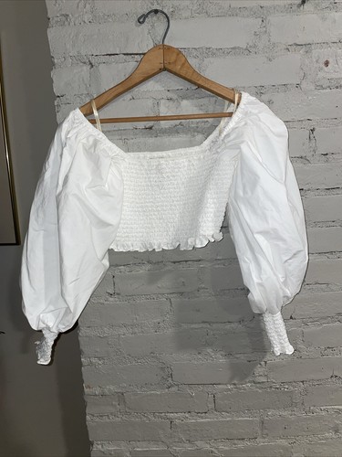 Farm Rio Off White Puff Shoulder Top Xs - image 1