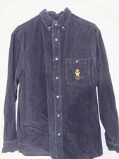 Disney Winnie the Pooh Button Down Corduroy Shirt Mens Small Blue 1966 90s Y2K