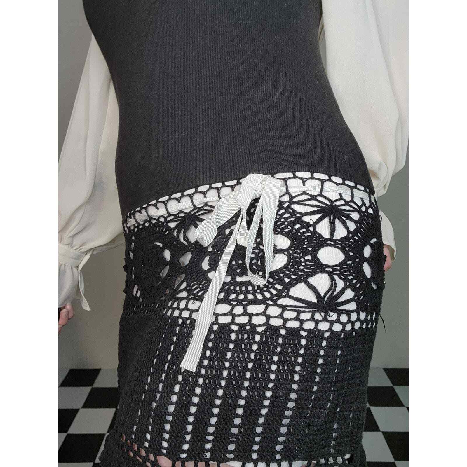 Y2k Black Tank Dress w/ Crochet Accents - image 9